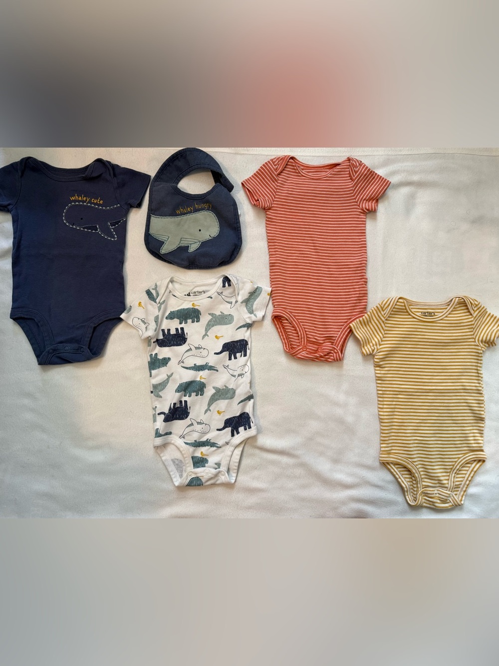 carter's whale Short-Sleeve Baby One-Piece set